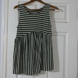 Green and white striped maternity tank top